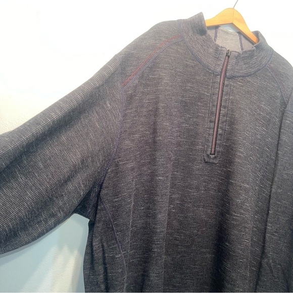 Tommy Bahama Reversible 2XL Men Knit Sweater 1/4 Zip Gray Black Heavy LS Shirt - Picture 2 of 11